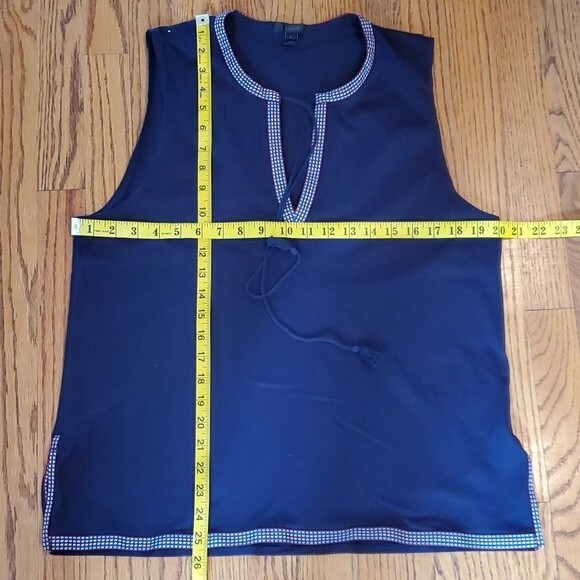 J. CREW BLUE EMBROIDERED TRIM TASSEL SLEEVELESS TOP LARGE - Picture 11 of 12